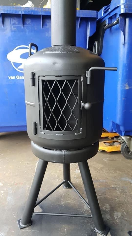 Gasfles kachel met glasraam deur